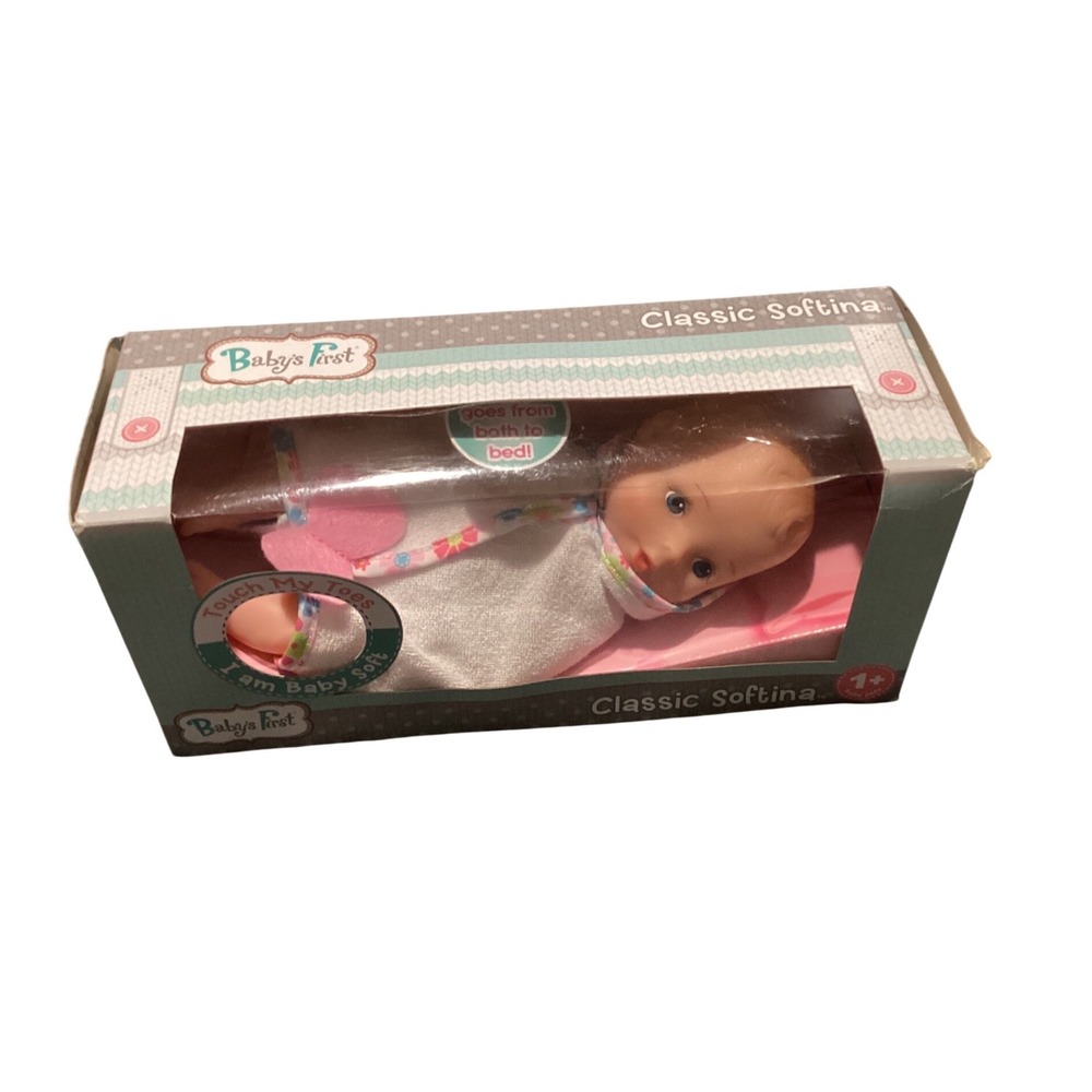 Baby's First Classic Softina Doll 11 Inch Washable Soft Baby Doll New in Box
